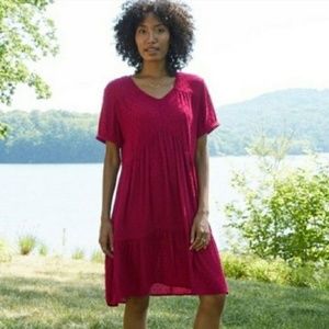 Knox Rose Women's Short Sleeve V-Neck Mini Dress Swiss Dot